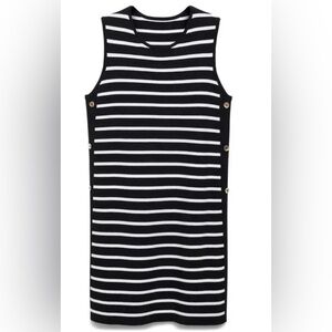 Mango Black and White Striped Mini Dress